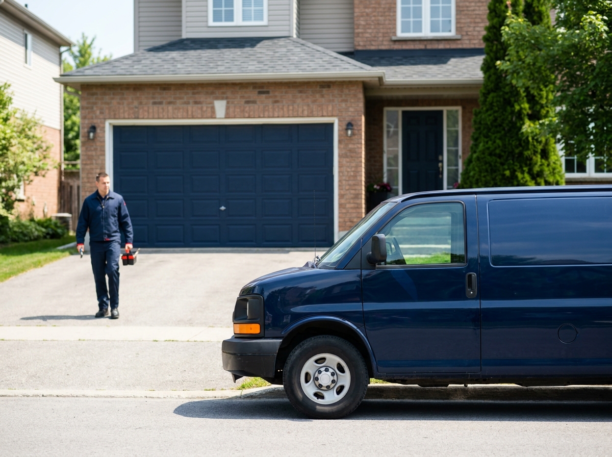 Omar, owner of HUSH Garage Door Service, with the service truck in Ottawa